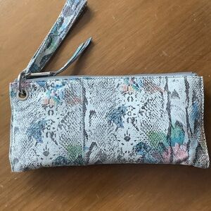 HOBO Snakeskin Leather Wristlet Clutch